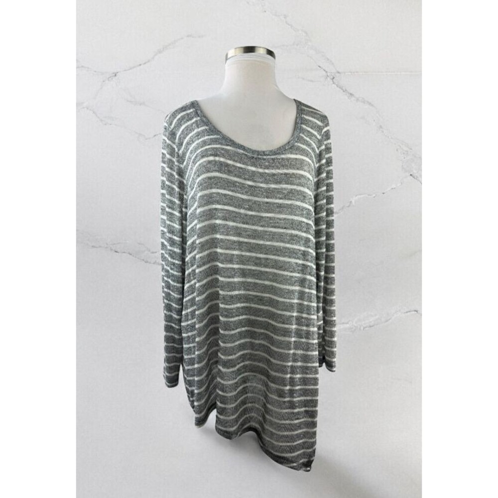 ✨2/$20 NWT Lane Bryant Sheer Metallic Striped Blouse Shimmer Plus Size 26/28 - Picture 15 of 15